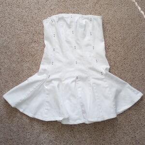 White Denim Strapless Western Rodeo Cowgirl Dress